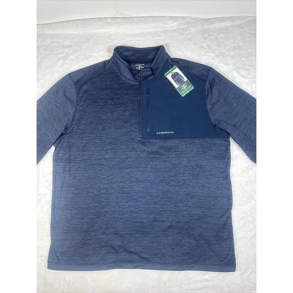 G.H. Bass & Co Mens Mixed Media 1/4 Zip Pullover Navy Blue XL Textured NWT - Picture 2 of 14